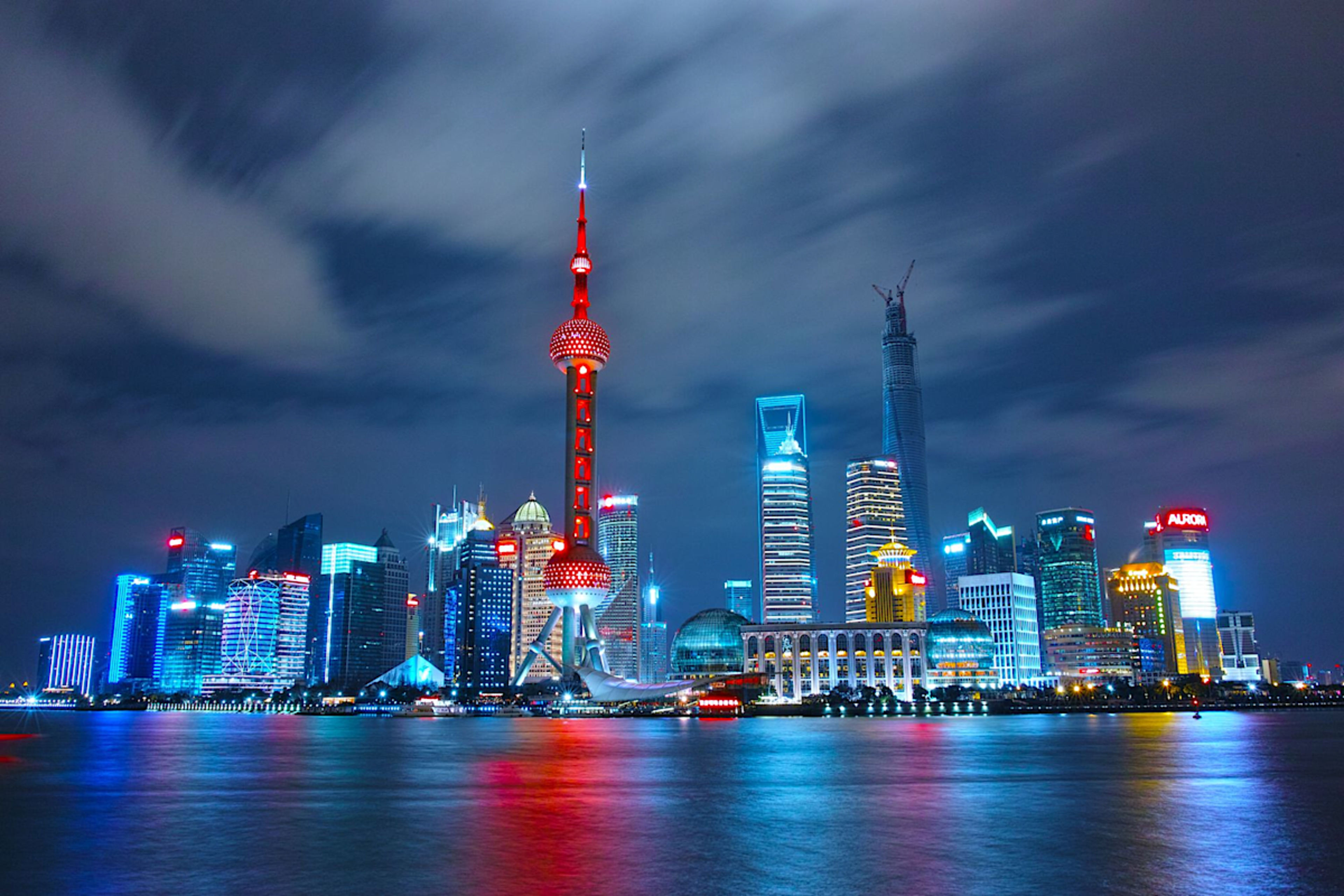 many building lights in shanghai