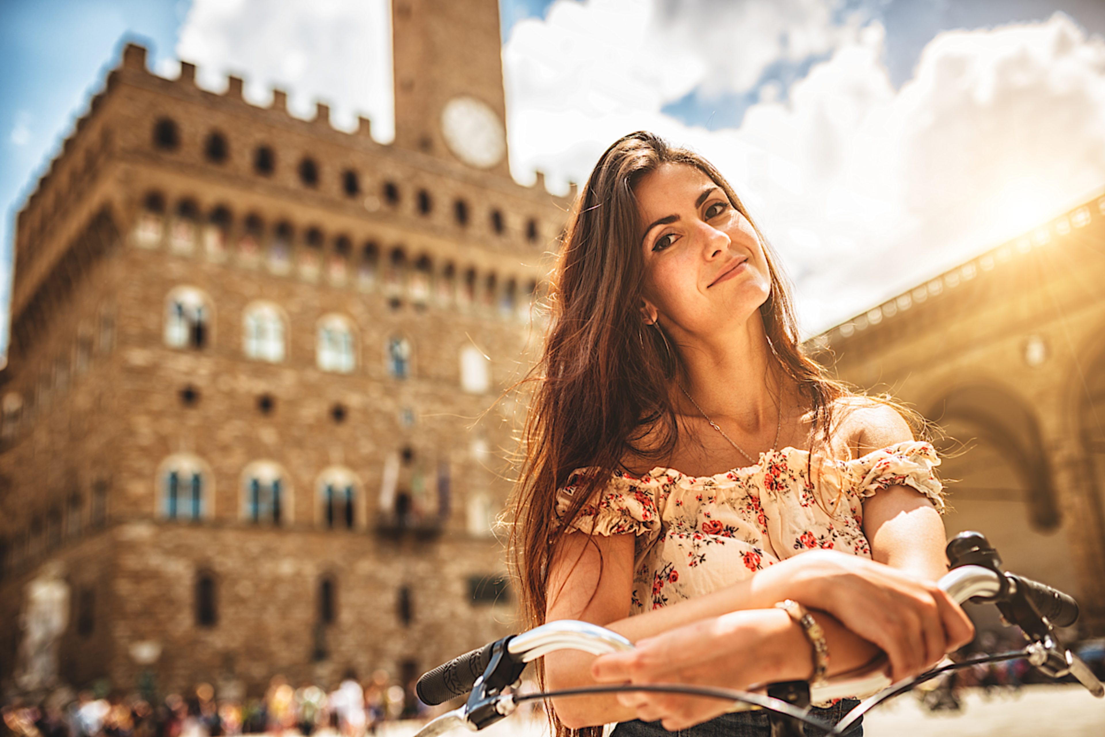 Biking in Piazza della Signoria